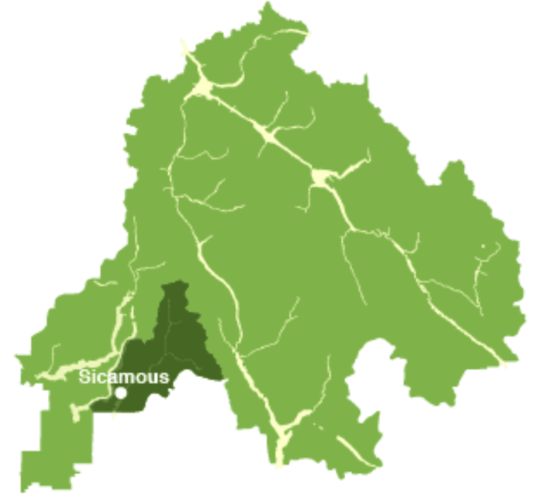 Map of Electoral Area E, a large rural area surrounding the District of Sicamous